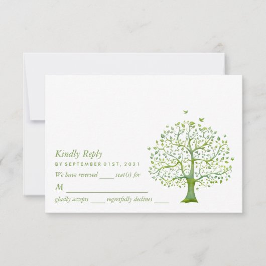 Arbre de vie, Elégant mariage carte RSVP (Devant)