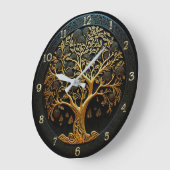 Arbre de vie en noir et or grande horloge (Angle)