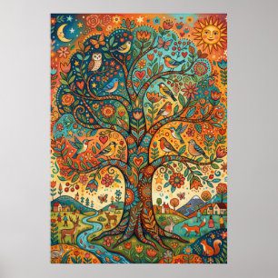 Arbre de vie impression d'art populaire Céleste