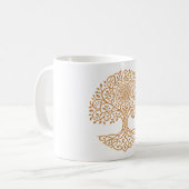 Arbre de Vie Mandala Doré Mug | Ce Tan Botanique (Devant gauche)