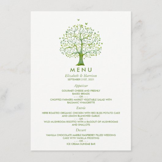 Arbre de vie, menu Mariage élégant (Devant)