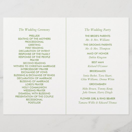 Arbre de vie, programme de mariage élégant (Dos)