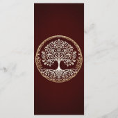 Arbre de vie Rustique rouge foncé Mariage menu (Dos)