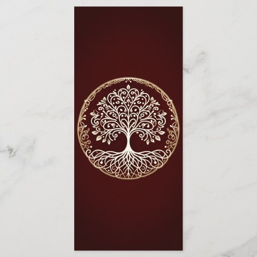 Arbre de vie Rustique rouge foncé Mariage menu (Dos)