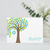 Arbre de vie Turquoise Bat mitzvah vert RSVP (Debout devant)