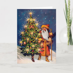 Arbre de vie victorien et carte de Noël Père Noël