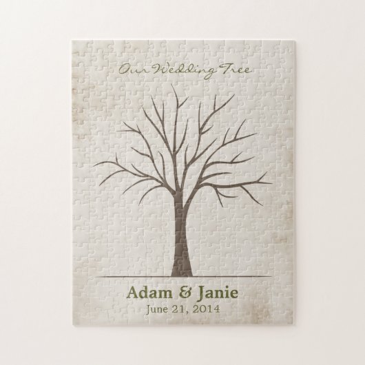 Arbre d'empreinte digitale de mariage - puzzle (Vertical)