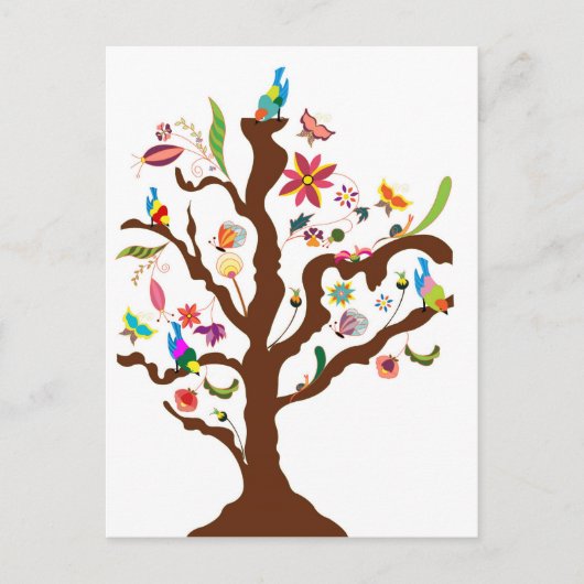 Arbre des fleurs et des oiseaux carte postale (Devant)