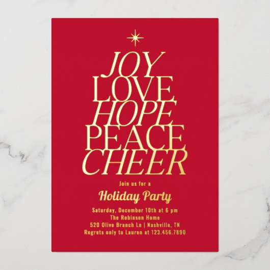 Arbre des mots Foil Fête Invitation (Recto)