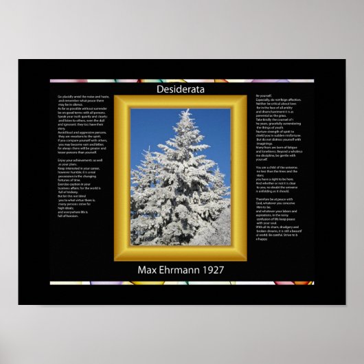 Arbre DESIDERATA En Neige Blanche Affiches (Devant)