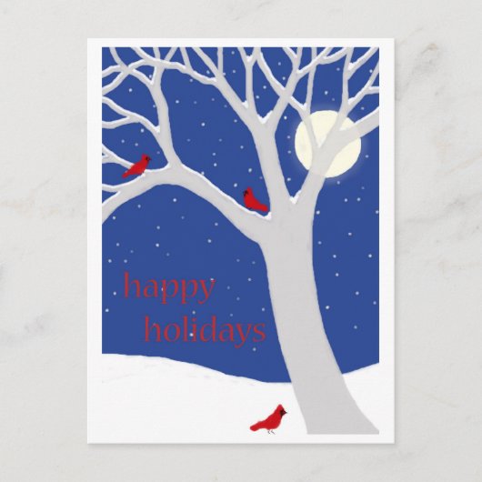 Arbre d'hiver avec carte postale Cardinal (Devant)