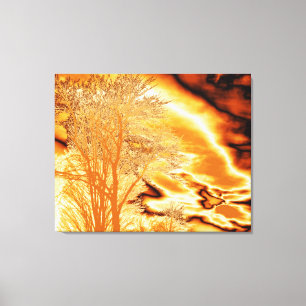 Arbre d'hiver en or fondu sur toile enroulée