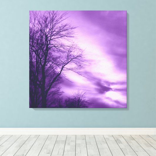 Arbre d'hiver et ciel en toile violette enveloppée (Insitu (Plancher de Bois))