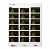 Arbre d'or de Noël avec Étiquette Arrière - plan n (Feuille entière)
