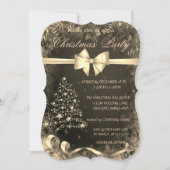 Arbre d'or de Noël, Bow, Invitation de fête d'entr (Devant)