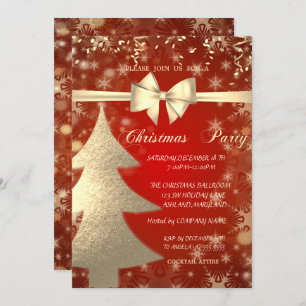 Arbre d'or de Noël, Rouge, Invitation de fête d'en