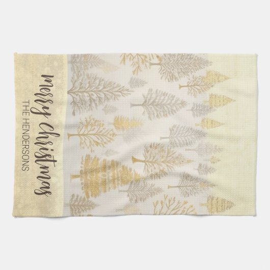 Arbre d'or Noël Arbres Tea Serviettes (Horizontal)