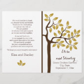 Arbre doré programme de mariage plié moderne (Devant)