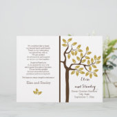 Arbre doré programme de mariage plié moderne (Debout devant)
