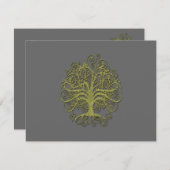 Arbre doré sur la carte de réception de mariage gr (Devant / Derrière)