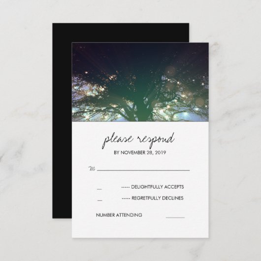 Arbre éclairant Mariage romantique rustique RSVP (Devant / Derrière)
