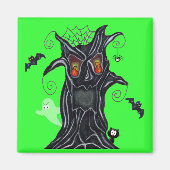 Arbre éffrayant Avec Amis Halloween Magnet (Devant)