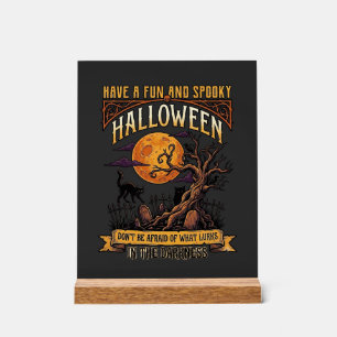 Arbre effrayant Halloween pleine lune chat noir ci