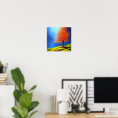 Arbre en automne sur une affiche à flanc de collin (Bureau à domicile)
