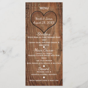 Arbre en bois sculpté dans le coeur Rustique Menu 