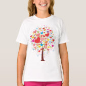 Arbre En Forme De Coeur Feuille Filles T-shirt (Devant)