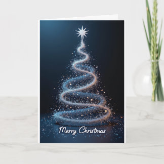 Arbre en spirale bleu – Carte de Noël