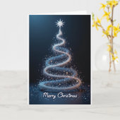 Arbre en spirale bleu – Carte de Noël (Fleur jaune)