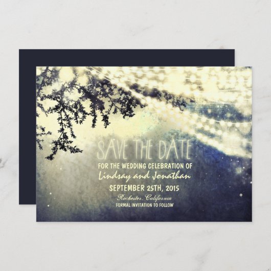 arbre et lumières rustique enregistrer les cartes  (Devant / Derrière)