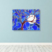 Arbre et Lune sur toile - Bleu (Insitu (Plancher de Bois))