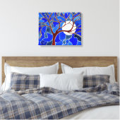 Arbre et Lune sur toile - Bleu (Insitu(Chambre))