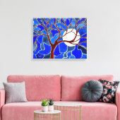 Arbre et Lune sur toile - Bleu (Insitu(Salon))