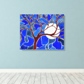 Arbre et Lune sur toile - Bleu (Insitu (Plancher de Bois))