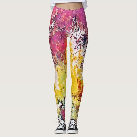Arbre Fleurs Artsy Style Floral Leggings (Devant)