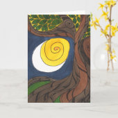 Arbre gris et soleil/lune, Carte pour notes (Fleur jaune)
