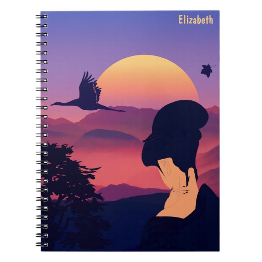 Arbre japonais de geisha de thème et carnet de (Devant)