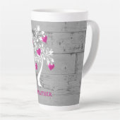Arbre magenta des coeurs Mug Latte personnalisée (Angle droit)