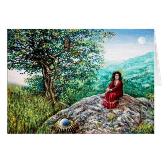 ARBRE MAGIQUE / Aube en bois vert et dame en rouge (Devant Horizontal)