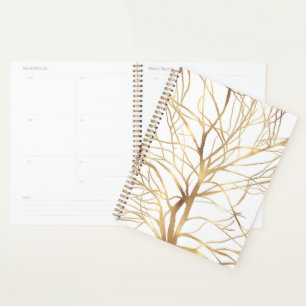 Arbre moderne en or silhouette design minimal blan