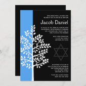 Arbre noir bleu de vie Barre Mitzvah Invitations (Devant / Derrière)