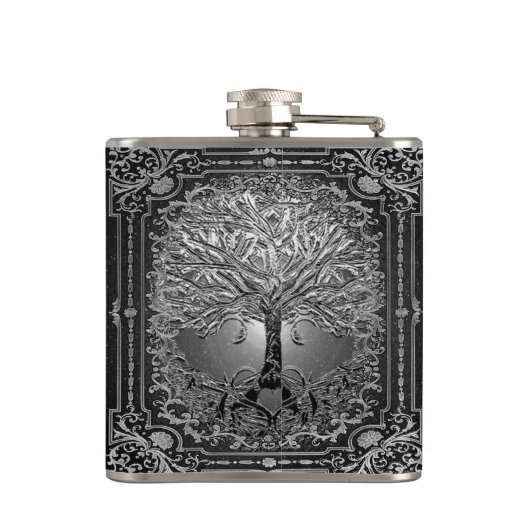 Arbre orné d'argent de la vie Ancien flacon rustiq (Dos)