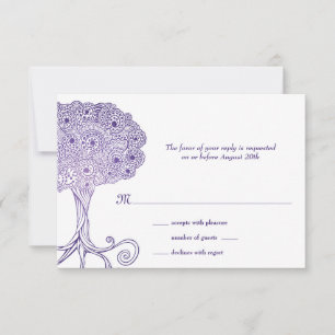 Arbre orné de la vie Bat mitzvah pourpre RSVP