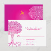 Arbre orné de la vie Bat mitzvah rose RSVP (Devant / Derrière)