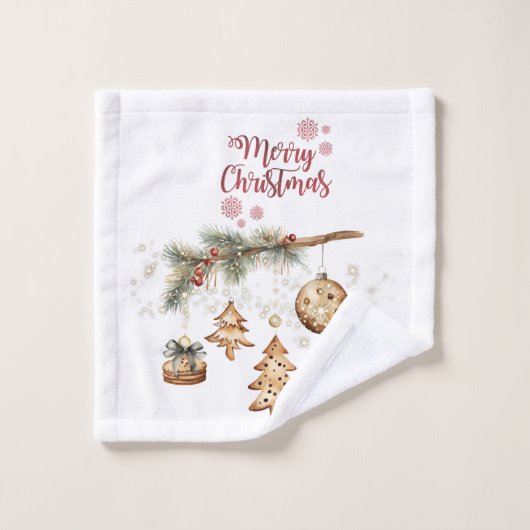 Arbre, Ornements, Étoiles Noël (Gant de toilette)