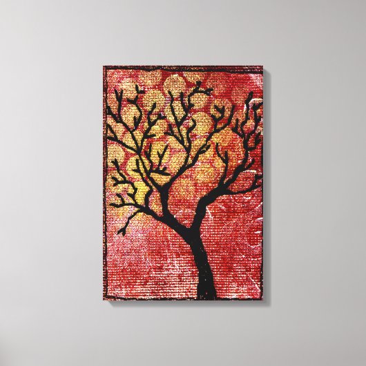 Arbre pointu sur toile peinte - Rouge (Recto)