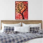 Arbre pointu sur toile peinte - Rouge (Insitu(Chambre))
